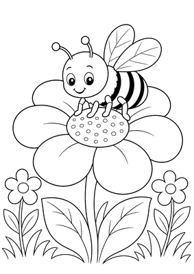 Desenho para colorir: Abelha e flor