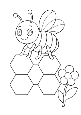 Desenho para colorir: Abelha no favo