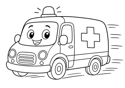Desenho para colorir: Ambulância fofa