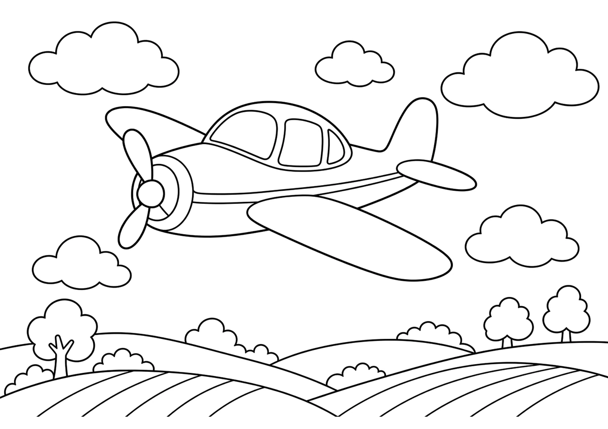 Desenho para colorir: Avião de hélice