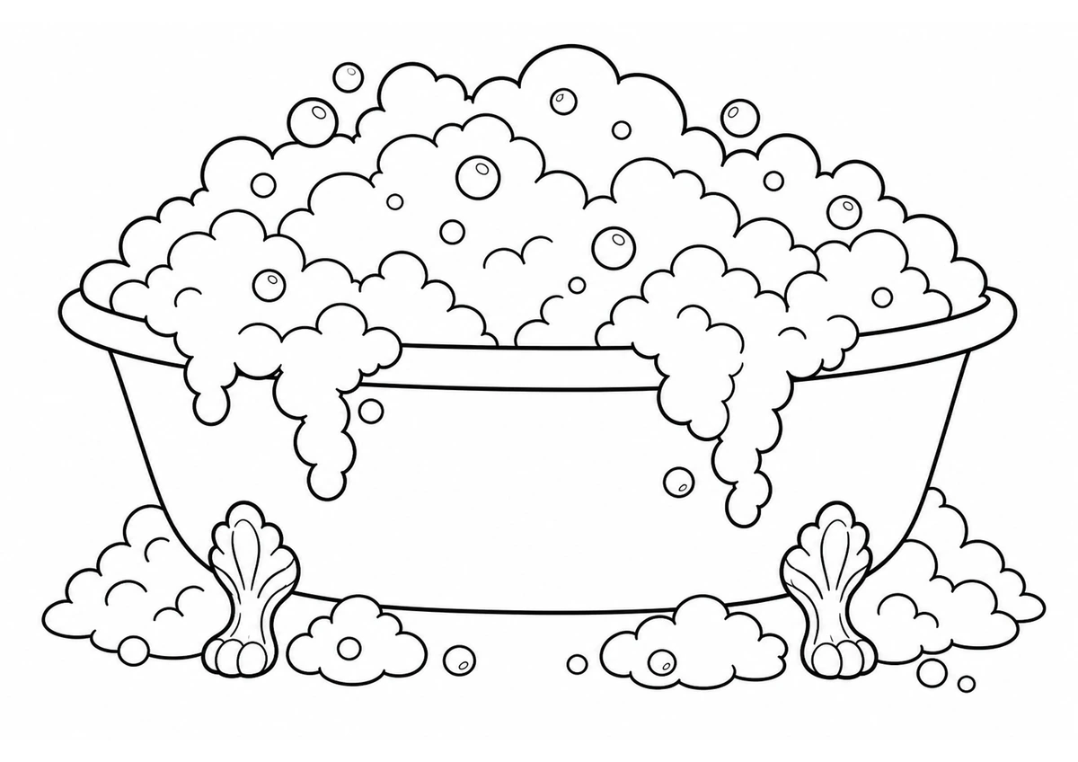 Desenho para colorir: Banheira com espuma