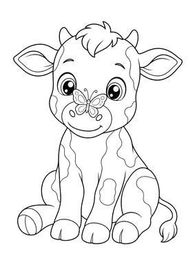 Desenho para colorir: Bezerro e borboleta
