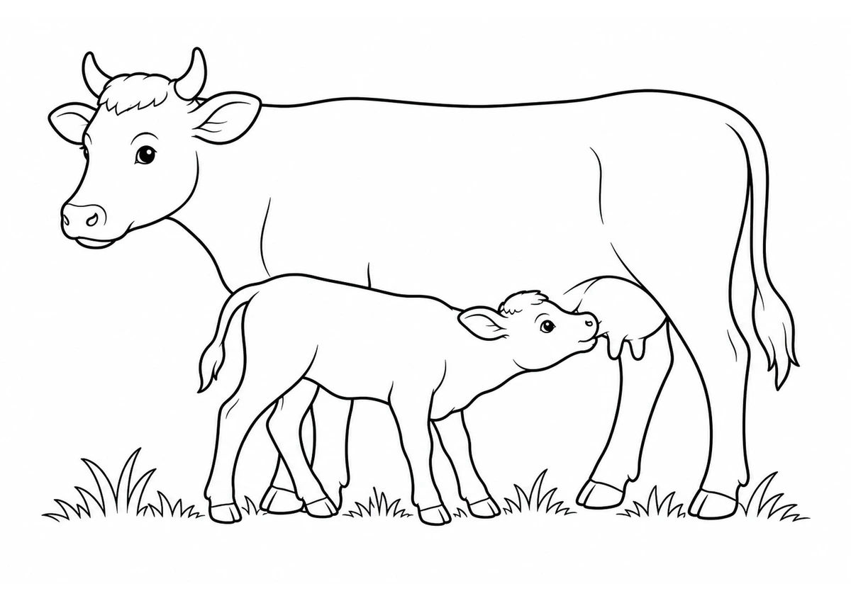 Desenho para colorir: Bezerro mamando