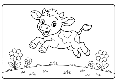 Desenho para colorir: Bezerro saltitando