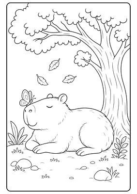 Desenho para colorir: Soneca da capivara
