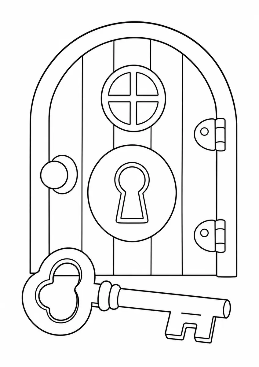 Desenho para colorir: Chave e fechadura