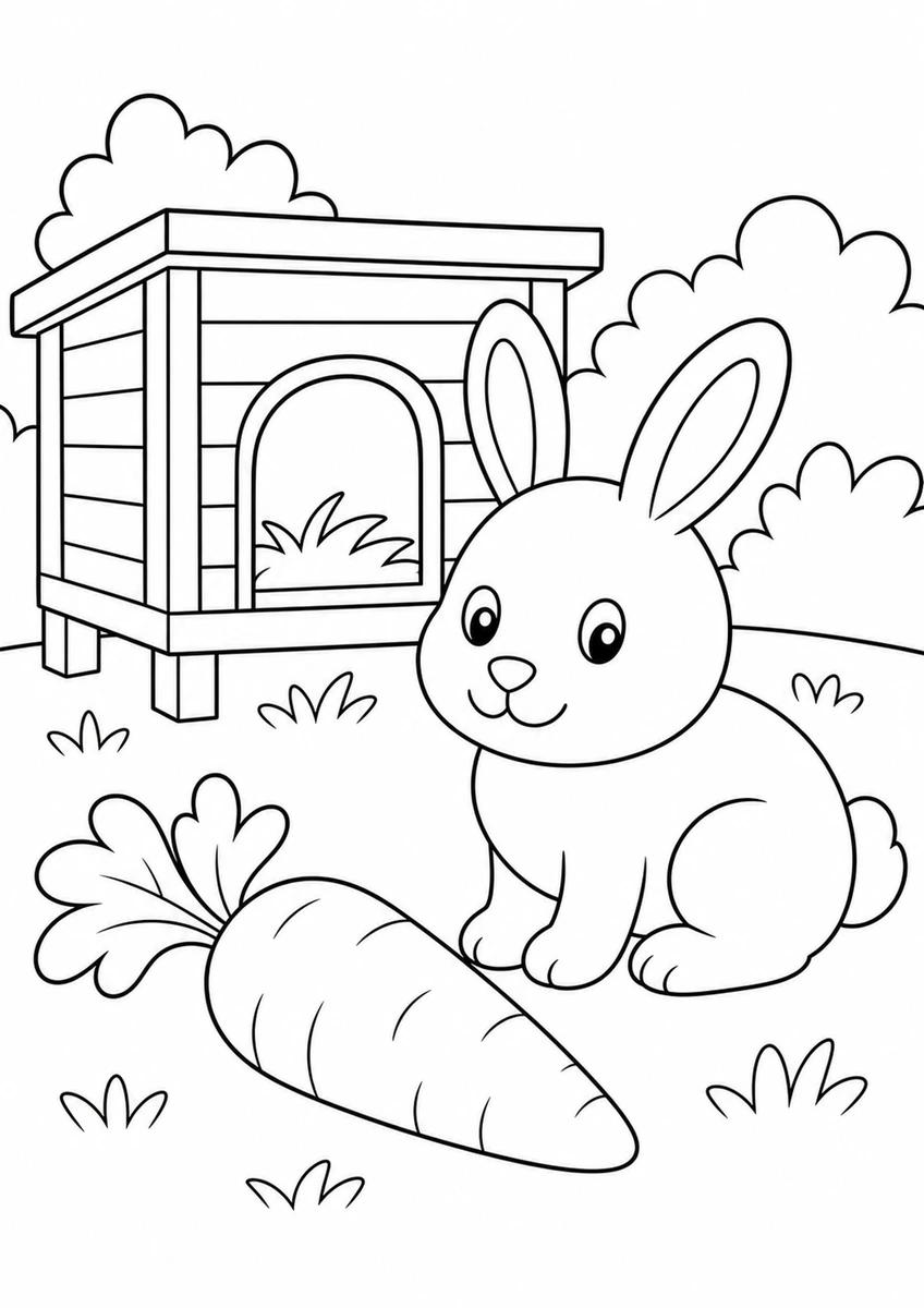 Desenho para colorir: Coelho e cenoura