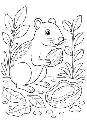 Desenho para colorir: Cutia e semente