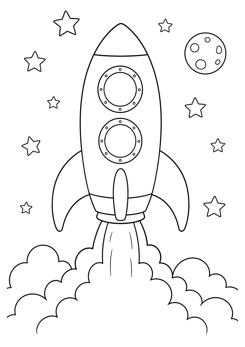 Desenho para colorir: Foguete decolando
