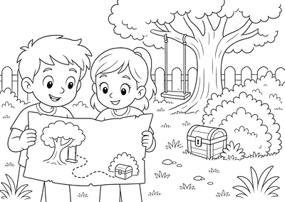 Desenho para colorir: Mapa visual do quintal