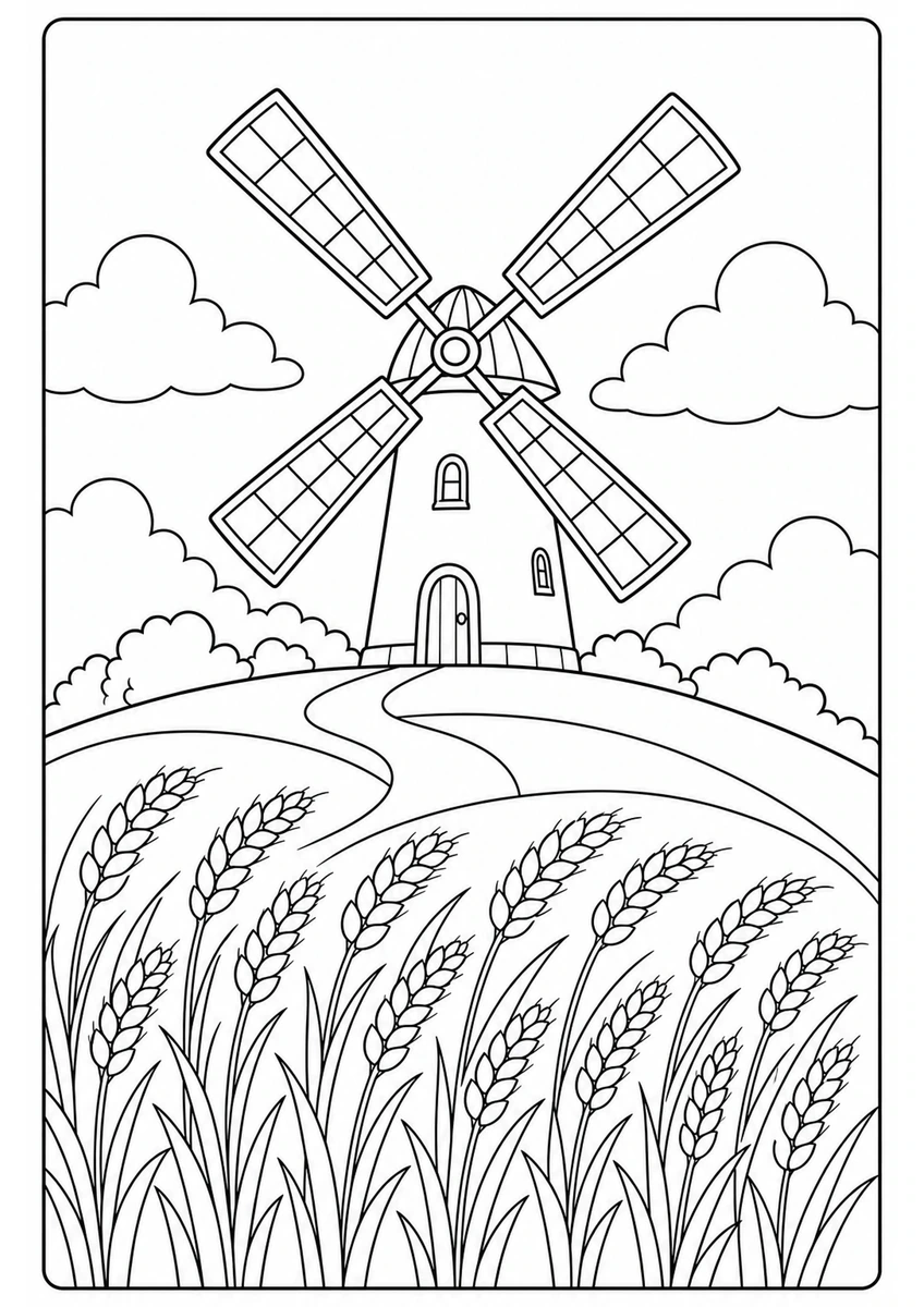 Desenho para colorir: Moinho de vento