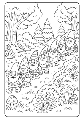 Desenho para colorir: Sete amiguinhos da floresta