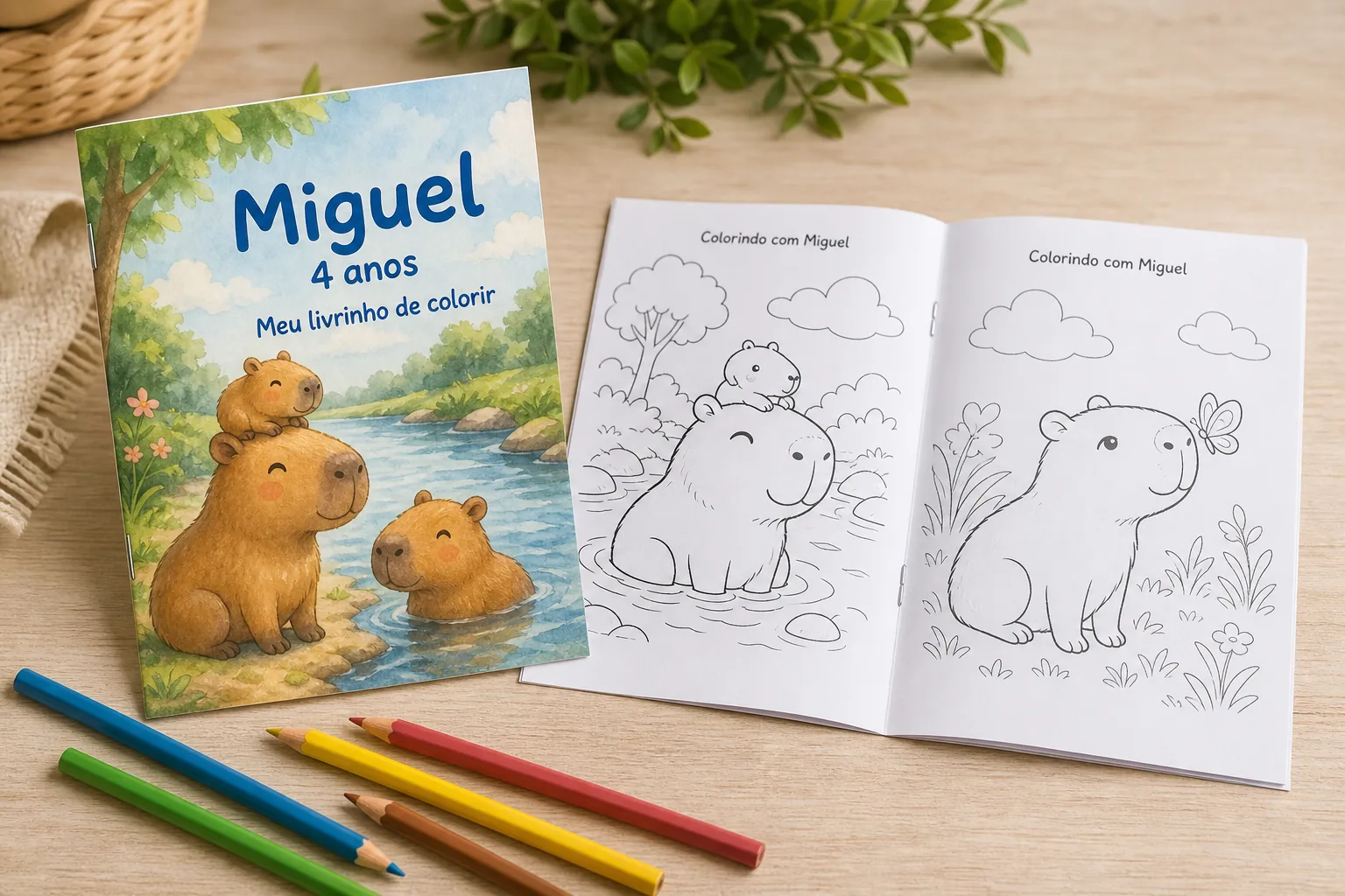 Livrinho impresso e grampeado do exemplo de Miguel: Capivaras